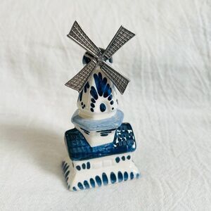 Vintage Delft Blue Holland Hand Painted Spinning Windmill
